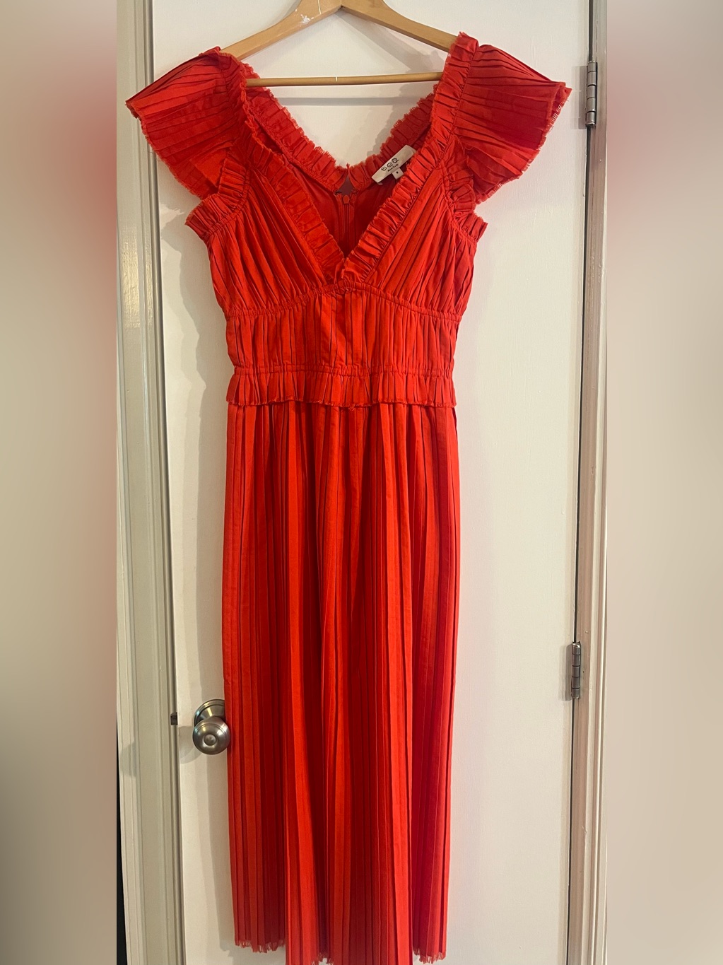 Sea New York Greir Pleated Flutter Sleeve V-Neck Maxi Midi Dress Nwt Size 6